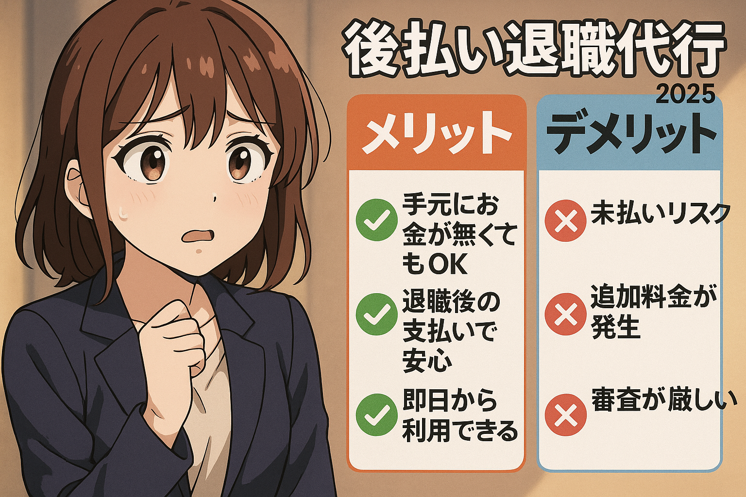 後払い退職代行 メリット・デメリット 図解(2025)